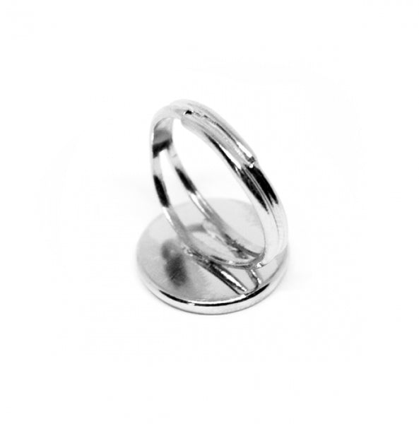 Rhodium Cabochon Ring - 14mm