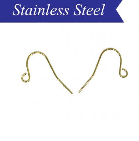 Stainless steel earring wire hooks in gold