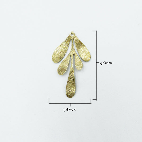 Raw brass with texture five leaf charm