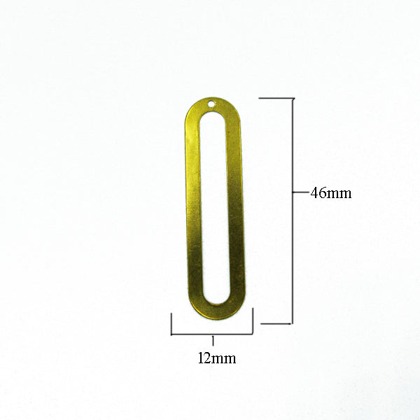 Raw brass long oval frame charm