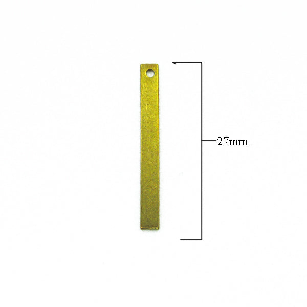 Raw brass rectangle charm 27mm (x10)