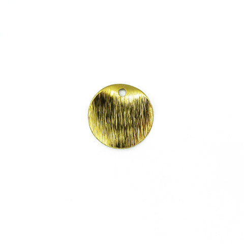 Raw brass textured 15mm circle charm (x10)