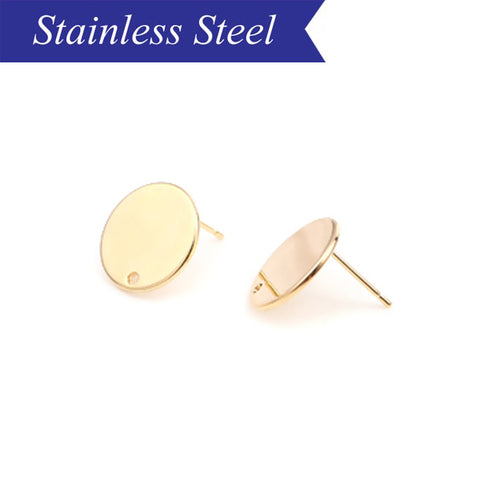 Stainless steel in gold blank stud in various sizes