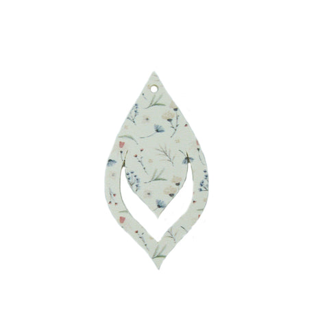 PU Leather - Soft floral print on cut out teardrop shape