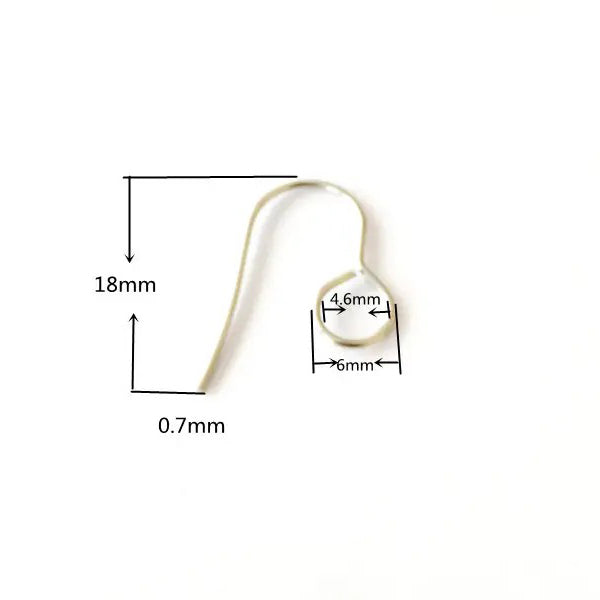 Stainless steel earring wire hooks with large loop in gold