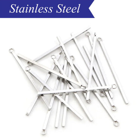 Stainless steel bar charms in various lengths (x10)
