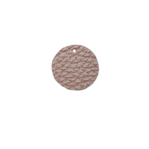 PU Leather - 25mm circle in metallic rose (x10)