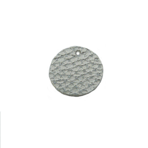 PU Leather - 25mm circle in metallic silver