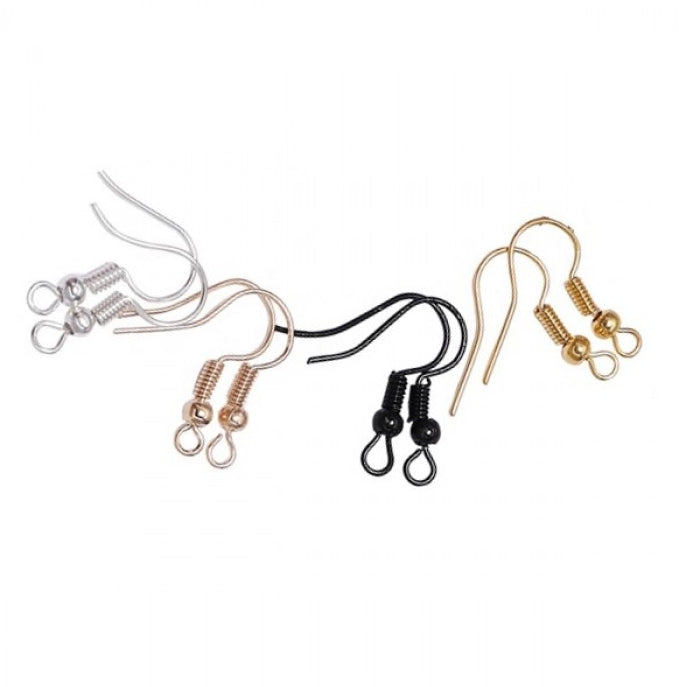 Earring wire hooks with wire and ball in various colours