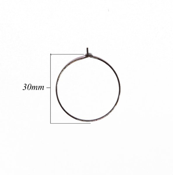 Stainless steel Earring round hoops in gold 30mm