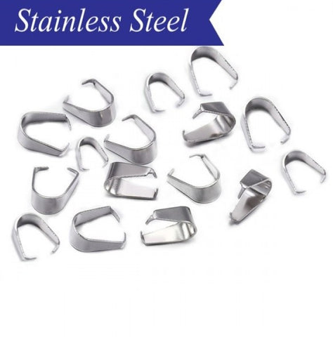 Stainless steel pendant pinch bail clasps 4x9mm (x10)