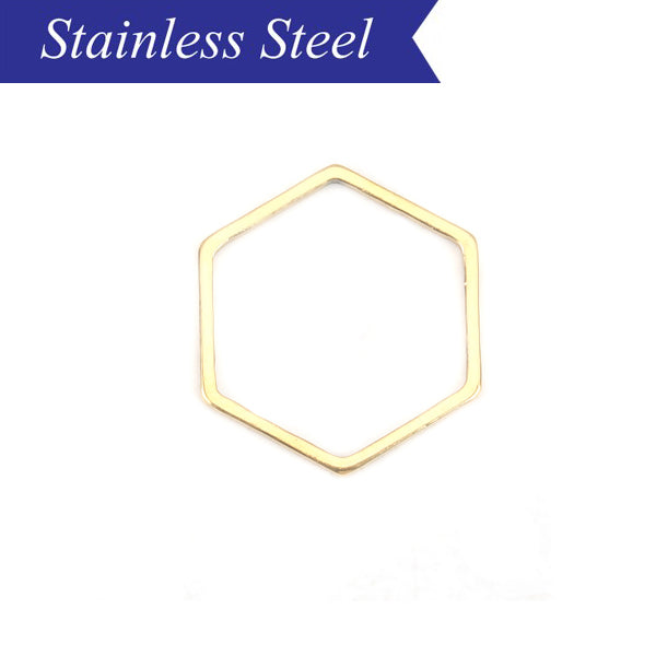 Stainless Steel hexagon frame connectors in gold 12mm