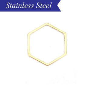 Stainless Steel hexagon frame connectors in gold 12mm