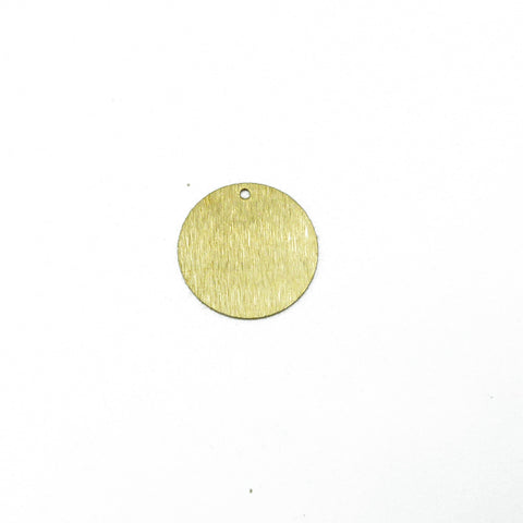 Raw brass textured round circle single connect charm 15mm (x10)