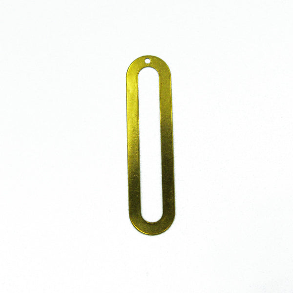 Raw brass long oval frame charm