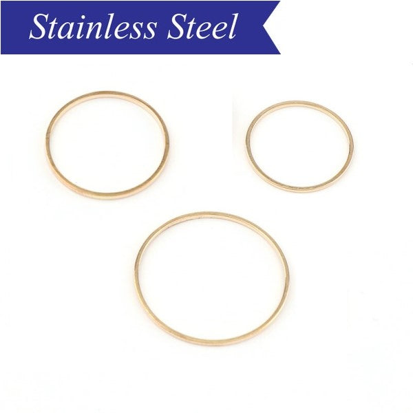 Stainless Steel round frame connectors in gold 12mm - 20mm