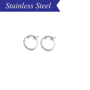 Stainless steel Earring round huggie hoops 15mm (x10)
