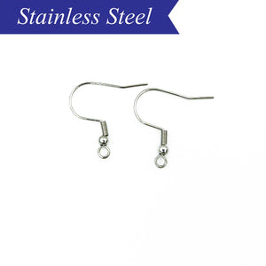 Stainless steel earring wire sheppard hooks with ball in silver